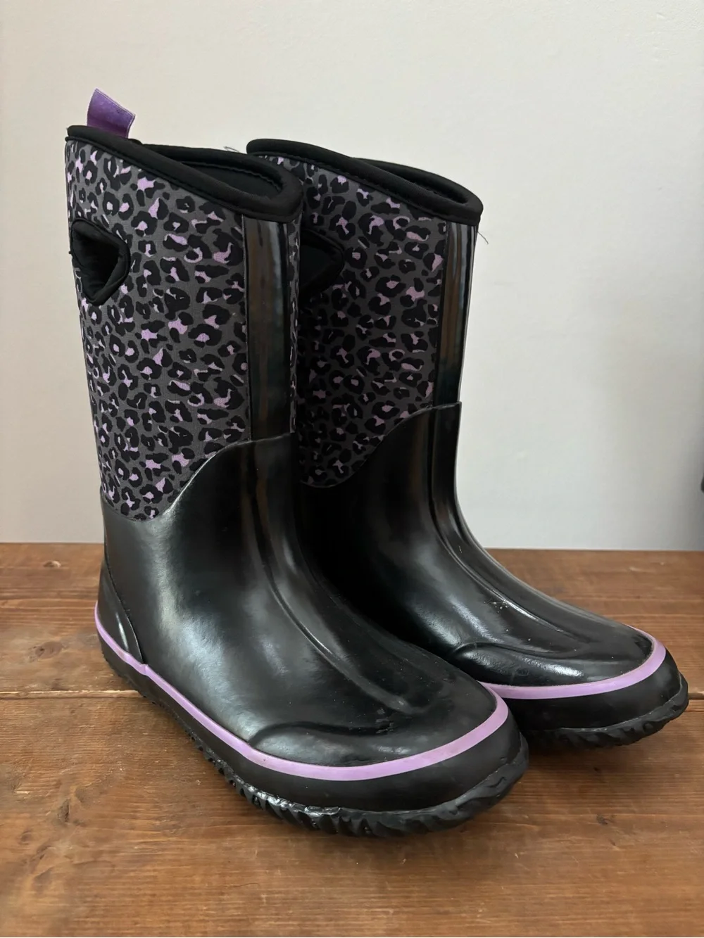 Girls Storm by Cougar Neoprene Winter Snow Boots Purple Leopard Youth Size 3